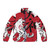 Puffer jacket featuring a sumi-e style illustration of the wolf god Amaterasu from the video game Okami