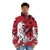 Puffer jacket featuring a sumi-e style illustration of the wolf god Amaterasu from the video game Okami - men front