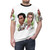 Retro 80s-inspired t-shirt with a cartoon caricature design featuring Miami-themed elements - men front