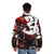 Red puffer jacket with comic book character design - men back