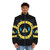 Gravity Falls Bill Cipher Zodiac Puffer Jacket featuring the iconic cipher and zodiac symbols from the popular animated TV series - men front