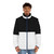 Fashionable bicolor puffer jacket in a modern black and white color-block design - men front