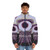 Puffer jacket with surreal glitch art and pixel design - men front