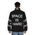 Space Force Puffer Jacket with "Space Is Hard" Quote - men back