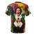 Festive elf-themed t-shirt with various holiday and Christmas references - Back
