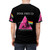Stylish pink and purple psychedelic graphic t-shirt with "Pink Freud" design, inspired by the classic Dark Side of the Moon album cover. - men back