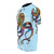 Colorful electric octopus with psychedelic waves, bubbles, and sea life elements for a beach-inspired design. - men left
