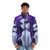 Purple puffer jacket with goth-inspired design - men front