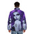Purple puffer jacket with goth-inspired design - men back