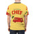 "El Jefe" food truck inspired graphic tee design featuring a vibrant all-over print (AOP) illustration - men back