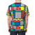 Colorful geometric pattern graphic t-shirt with memphis-style color block design - men back