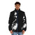 A colorblock puffer jacket with a musical and urban-inspired design - men front