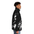 A colorblock puffer jacket with a musical and urban-inspired design - men side right