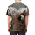 T-shirt featuring a vibrant design of birds, nests, and feathers in a natural landscape. - men back