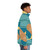 Golurk inspired blue puffer jacket with pixelated lineless design - men side right