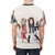 Cartoon character portrait art t-shirt featuring blond and red-haired figures on a stage - men back