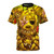 Vibrant spring flowers against a sunset backdrop, printed on a high-quality t-shirt.