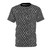 Medieval dragon scales pattern printed on a black t-shirt