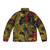 Golden Christmas puffer jacket with a retro and funny design