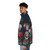 Golden Christmas puffer jacket with a retro and funny design - men side left