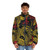 Golden Chinese dragon pattern puffer jacket, featuring a mythical beast design for dragon lovers - men front