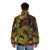 Golden Chinese dragon pattern puffer jacket, featuring a mythical beast design for dragon lovers - men back