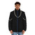 Gold chain puffer jacket with bling and ice jewelry - men front