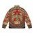 Black leather puffer jacket with gold Roman imperial eagle design - Back