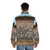 Soil profile puffer jacket featuring layers of the earth - men back