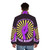 Gogol Bordello Purple Puffer Jacket with band logo - men back