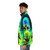 Colorful puffer jacket featuring the epic battle between Gogeta and Broly from the popular anime series - men side left