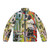 Soccer legend collage puffer jacket with rasta colors