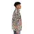 Street art puffer jacket featuring bold, graffiti-style graphics - men side right