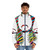 Steve Aoki inspired EDM puffer jacket with bold graphic design - men front