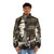 Blues inspired puffer jacket featuring crossroads imagery - men front