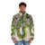 A snake-themed puffer jacket with magnolia flower and Chinese zodiac pattern accents. - men front