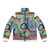 A cozy puffer jacket perfect for spring outdoor activities like gardening and birdwatching.
