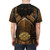 Dwarf fighter themed all-over print t-shirt, featuring fantasy adventure design - men back