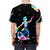 Magical watercolor t-shirt design featuring Mary Poppins flying over London - men back
