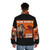 Slim Dusty Puffer Jacket with Graphic Country Music and Nature Design - men back