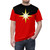 A t-shirt featuring a striking cosmic star design in golden and metallic tones, with sci-fi and superhero inspired elements. - men front