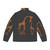 Giraffe puffer jacket with colorful abstract animal print design - Back