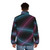 Laser line puffer jacket with 80s chiptune and vaporwave aesthetic for school photos - men back