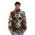 Santa Muerte skull puffer jacket with floral design - men front