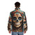 Santa Muerte skull puffer jacket with floral design - men back