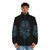 Ghost in the Shell cyberpunk puffer jacket featuring Motoko Kusanagi and futuristic, robotic imagery - men front