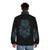 Ghost in the Shell cyberpunk puffer jacket featuring Motoko Kusanagi and futuristic, robotic imagery - men back