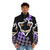 A puffer jacket featuring a ghost-type Pokemon design, perfect for Pokemon fans. - men front
