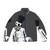 Skeleton chef wearing a grey puffer jacket, standing in a kitchen