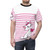 Illustration of the character Marie from the Disney film The Aristocats in a pink and white striped design on a women's t-shirt - men front